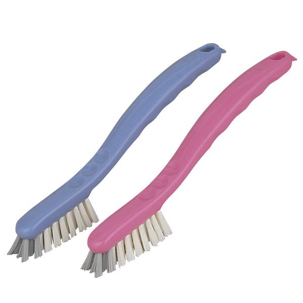 Azuma Shoe Cleaning Brush, TK Shoe Brush Original 2 / 2 Color Set, Total Length 8.7 inches (22 cm), Pink and Blue, Angled Flocking Can Be Washed to Sumi