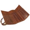 Rustic Genuine Leather Pencil Roll - Pen and Pencil Case - Dark Brown