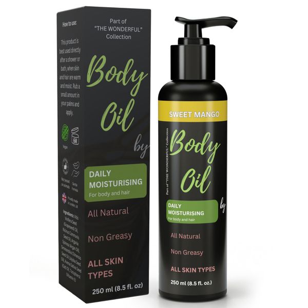 All Natural Skin Relief Body Oil, with Oat Oil & Jojoba Oil, Suitable for Sensitive Skin, Instantly Nourishes Very Dry, Sensitive Skin, Suitable for a Massage, 250ml (250ml, Mango)