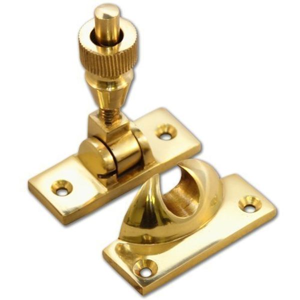 Solid Brighton Lever Lock Sash Window Fastener Twist Catch Latch + Screws - (Polished Brass)