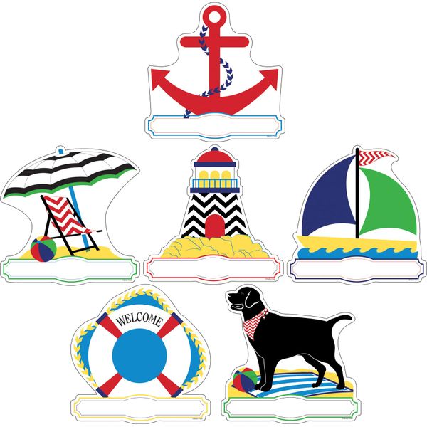 Barker Creek Double-Sided Cut-Outs, Nautical Chevron, School Accents, Bulletin Boards, Party Decorations, Office, Home Learning, Classroom and School Decor, Double-Sided 5.5" high, 36 per Pkg (2203)