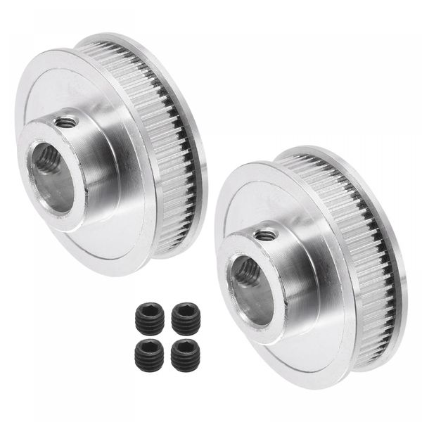 uxcell Timing Pulley Wheel, 60 Teeth, Bore Diameter 0.4 inch (10 mm), Timing Pulley, Aluminum Synchronous Wheel for 3D Printer Belts, CNC Machines, Pack of 2