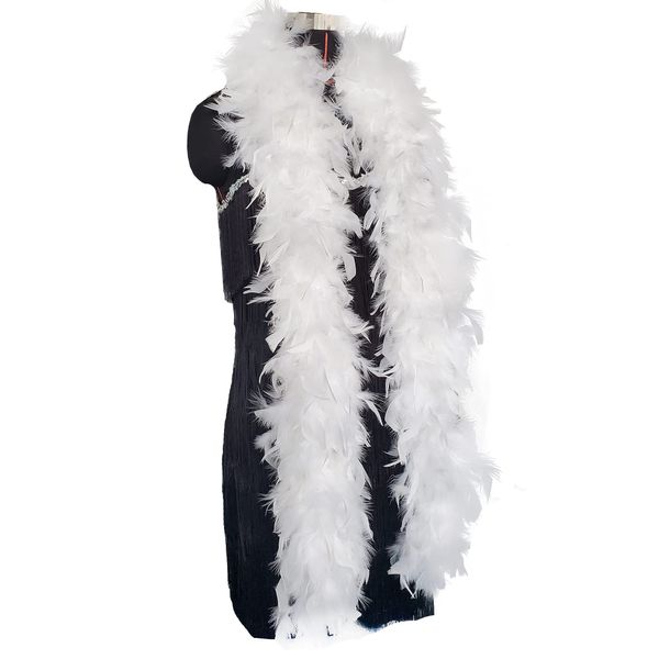 Happy Feather 2 Yards 80g Turkey Chandelle Feather Boa for DIY Craft,Party Dancing Dress Up, Halloween Decoration-White