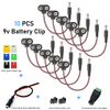 10 pcs 9V Volt Battery T Type Connector Adapter Clip with 2.1~5.5mm DC Plug US S
