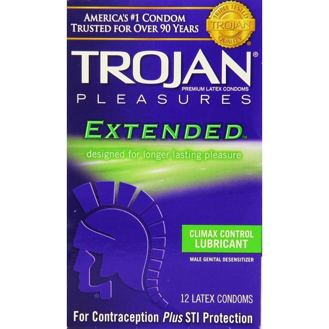Trojan Extended Pleasure Condoms with Climax Control lubricant - 12 Count
