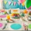 Party Essentials Hard Plastic 6-Inch Round Party/Dessert Plates, Assorted Neon, 40-Count