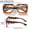 MMOWW Reading Glasses 3 Pack Large Square Frame with Spring Hinges Women Men - Anti Blue Light Computer Reader +2.0
