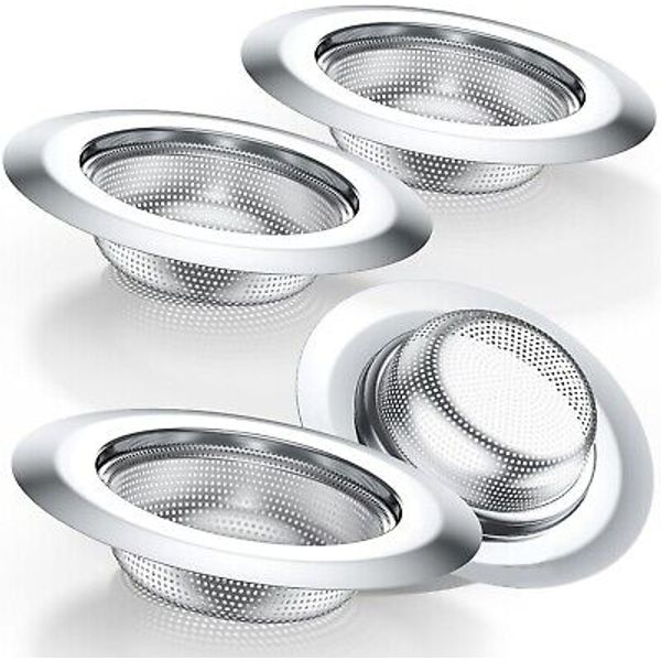 4PCS Kitchen Home Sink Strainer Stopper Stainless Steel Drain Basket Waste Plug