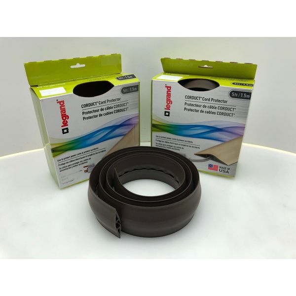 2-PACK LOT C2G 5-ft Floor Extension Cord Protector Cable Cover Brown 10FT CDB-5