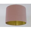 Blush Pink Velvet Brushed Gold Drum Lampshade