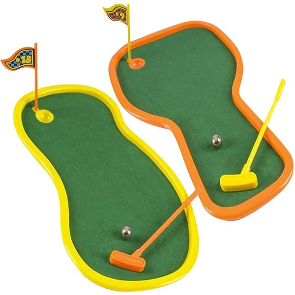 ArtCreativity Mini Golf Playset, Set of 2, Golf Toys for Kids and Adults with 2 Putters, 3 Balls, 1 Flag Stick, and 1 Bordered Green Per Set, Office Desk Decorations and Desktop Games