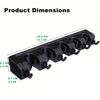 Broom Holder Wall Mount & Garden Tool Organiser, kitchen, 6 Hooks 5 slots (Grey)