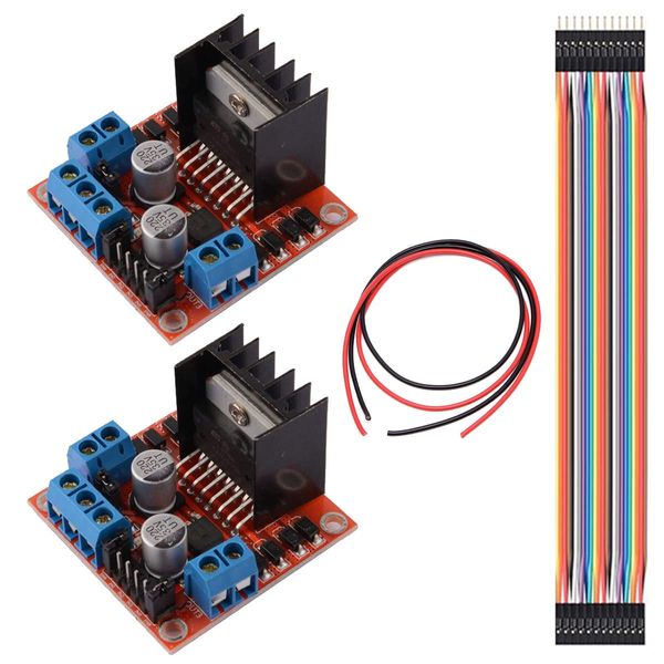 Youmile 2pcs L298N Motor Drive Controller Board DC Dual H Bridge Robot Stepper Motor Control and Drive Module for Arduino Smart Car with Dupont Cable