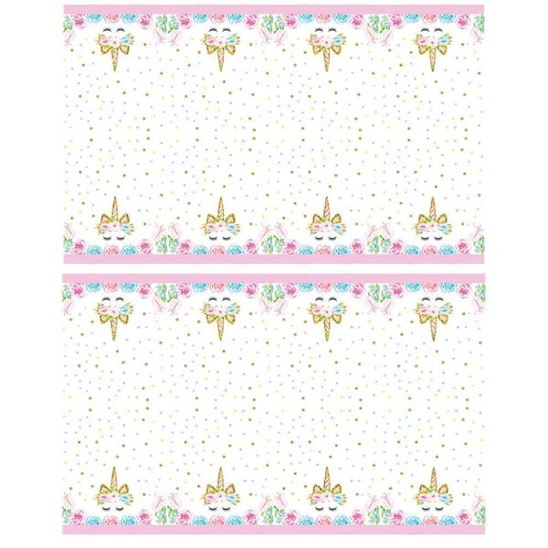 LAIYOHO 2 Pack Unicorn Table Cover Plastic Table Cloth Disposable Tablecloth for Party Table Decoration