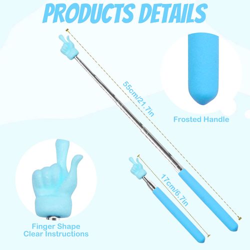 4Pcs Telescopic Teachers Pointer, Mini Extendable Hand Pointer Finger Pointer Stick, Retractable Classroom Pointer for Elementary School Kindergarten Teacher Supplies (Black Pink Blue Purple)