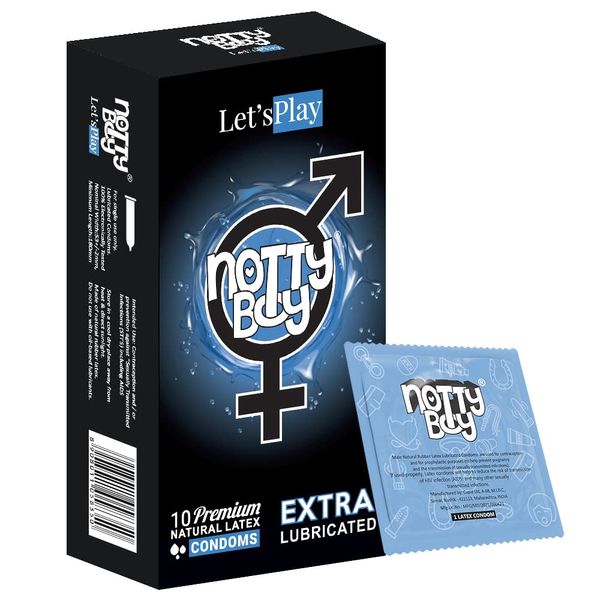 NottyBoy Extra Lubricated Condoms (with 40% More Lubrication) For Extra Smooth Experience (Pack of 10)