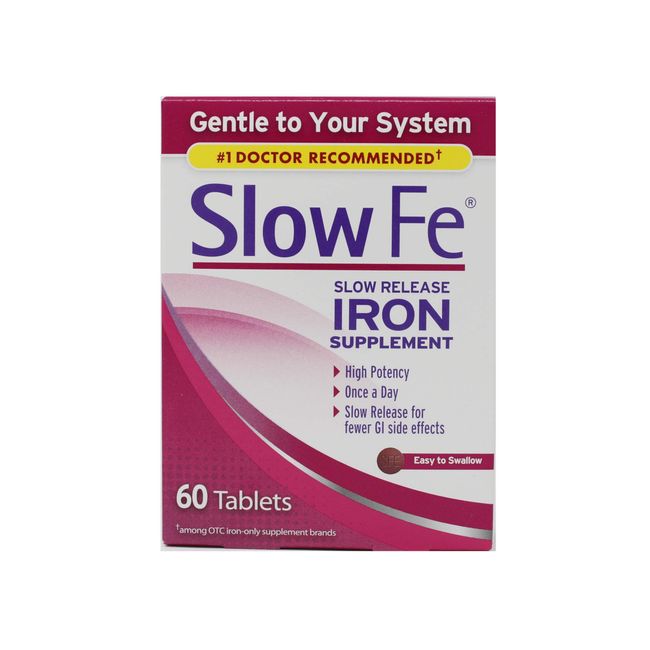 Slow Fe, High Potency Iron 45 mg, Slow Release - 60 Tablets