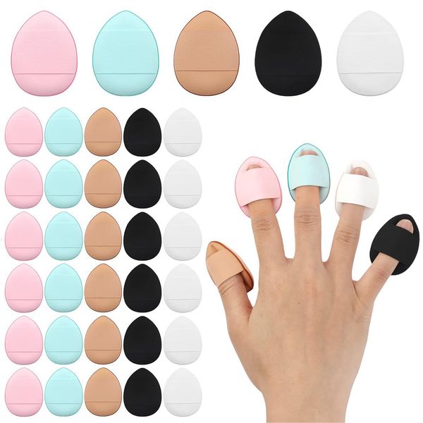 USTNIR 35 Stück Finger Puderquaste Schwämmchen, Make-up Pads Mini Beauty Blender Weiche Schwämme für Foundation Concealer Gesicht Augen Kosmetik Nass Trocken Makeup Werkzeug