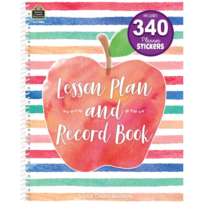 Teacher Created Resources Watercolor Lesson Plan and Record Book, 8.5 inches X 11 inches, White