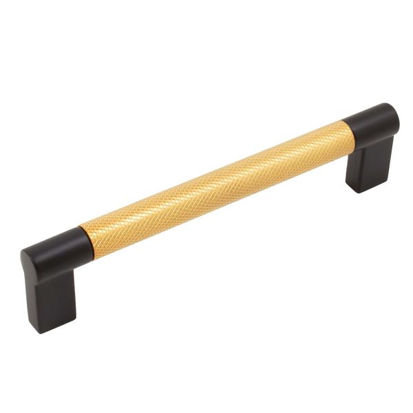 Urban Cabinet Pull, 128 Millimeters, Satin Brass with Matte Black Ends by Stone