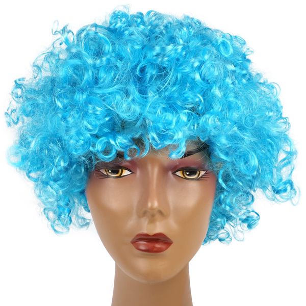 CCINEE Bomber Afro Wig, Halloween, Party, Cosplay, Costume, Halloween Costume, Katland, Afro Wig, Costume Accessory, Rainbow, Unisex (Blue)