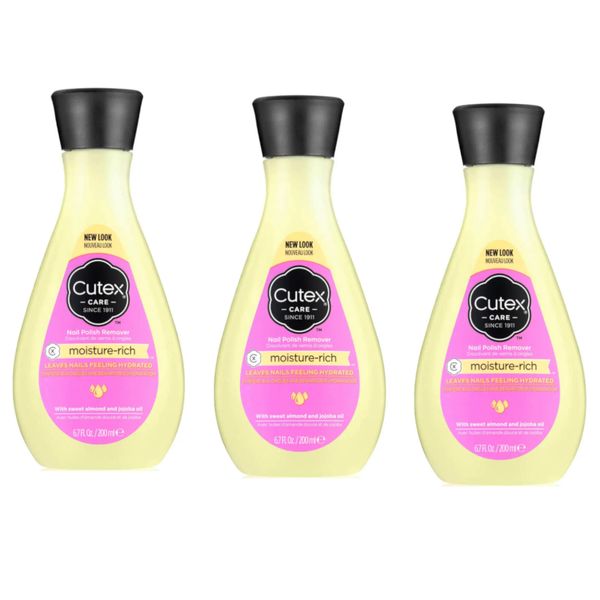 Cutex Care Nail Polish Remover Sweet Almond & Jojoba Oil 6.7 Fl. Oz. Pack of 3