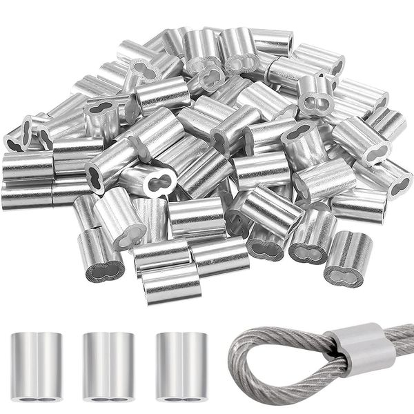 Wire Rope Sleeves, Aluminum Sleeves, Aluminum Sleeves, Aluminum Sleeves, Made of Aluminum, [100 Pieces] 0.08 inch (2 mm) Aluminum Octagon Sleeves for Crushers, Wire Rope Sleeves