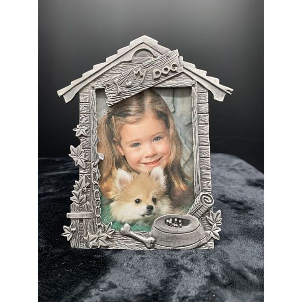 WELFORTH " LOVE MY DOG " HEAVY PEWTER PICTURE FRAME FOR 3 X 4 PICTURE