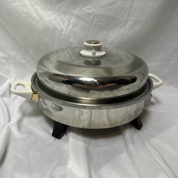 Vtg Health Craft 7273 12" Oil Core Stainless Steel Electric Skillet Chef Tell