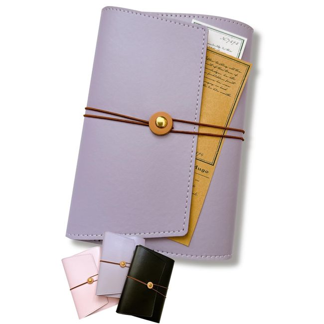 MILABURG Book Cover, Paperback, A6, Leather, Adjustable, Waterproof, Water Repellent, Notebook Cover, Stylish (Purple)