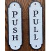 Set Push Pull Door Sign - Push Pull Antique Look (White,CAST Iron, Size 7.25X2.25 INCH)