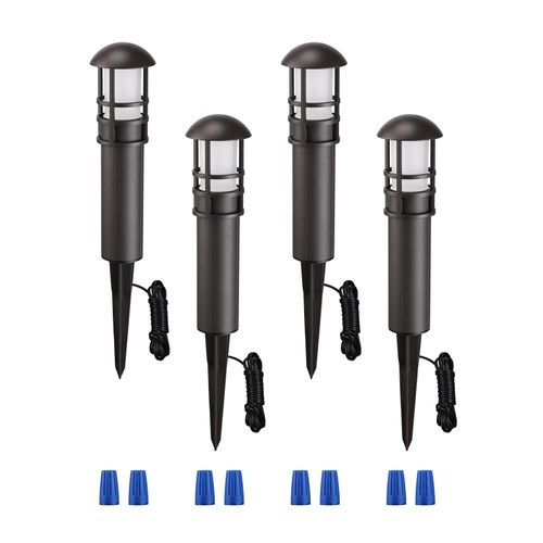 LEONLITE LED Low Voltage Landscape Pathway Lights, 3W 12V AC/DC Path Lighting, CRI90+, IP65 Waterproof, ETL Listed, Bronze Aluminum Housing, 3000K Warm White, Pack of 4
