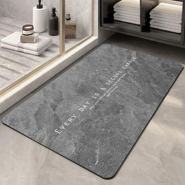 Diatomaceous Earth Bath Mat, Soft, Quick Drying, Soft Foot Wipe Mat, Bath Mat, Water Absorbent, Washable, Anti-Slip, Kitchen, Bathroom, Washroom, Entrance, Door Mat (15.7 x 23.6 inches (40 x 60 cm),