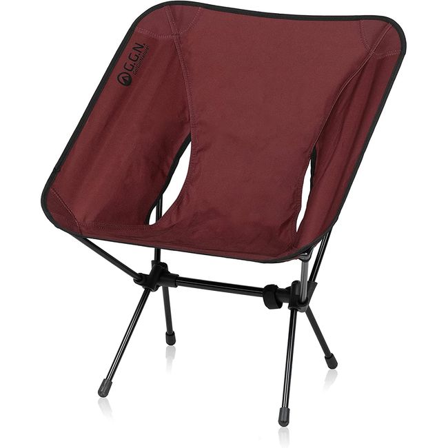 GG N Outdoor Chair, Low Chair, Camping, Folding Chair, Outdoor Chair, Compact, Lightweight, Wine Red