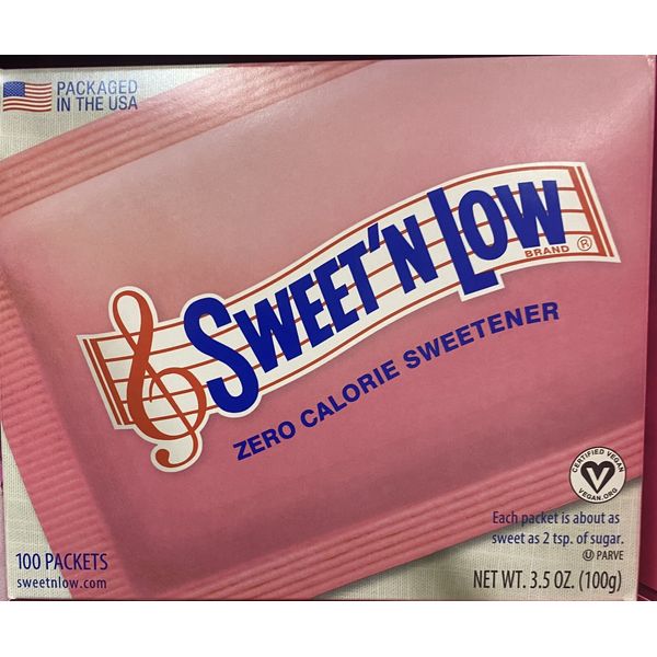 SWEET'N LOW Zero Calorie Sweetener 100 Count Packets 3.5 oz Box