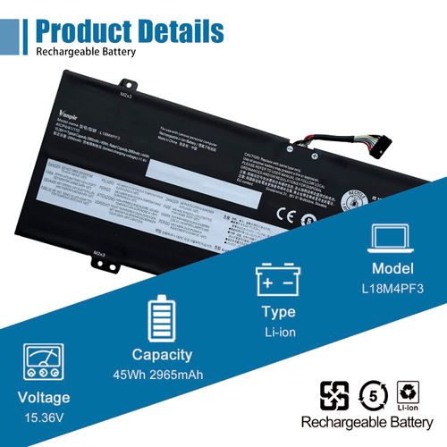 VANPIR L18M4PF3 45Wh Laptop Battery Replacement for Lenovo ideapad C340-14IML C340-14IWL Flex-14IML Flex-14IWL S540-14API S540-14IML S540-14IWL C340-14API Series L18C4PF3 L18C4PF4 L18M4PF4 15.36V