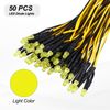 sourcing map 50pcs 3mm LED Diode Lights, Single Flash Yellow Light DC 12V Pre-Wired Small Emitting LED Light High Brightness