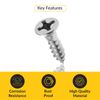 Wood Screw, Flat Head Countersunk, Phillips Drive Pack of 1000