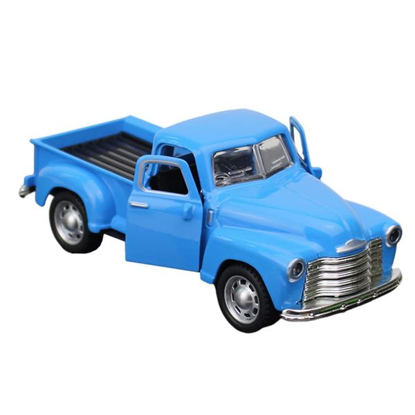 Old Pickup Truck Model Die Cast Trucks Alloy Retro Pickup Die Cast Model for Cabinet Diecast Model,Sky- Blue