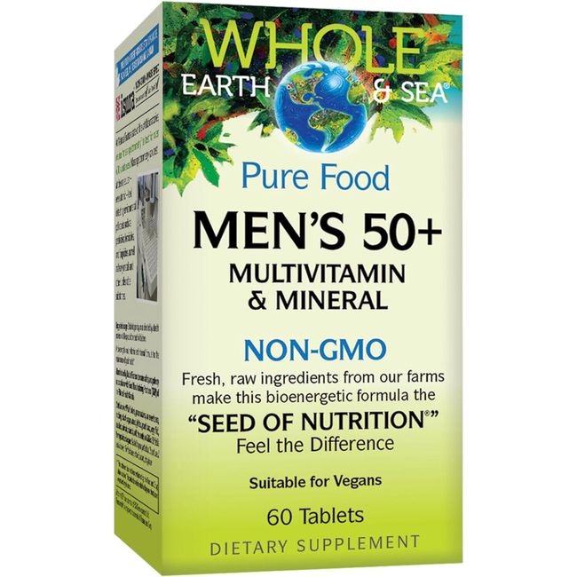 Natural Factors Whole Earth & Sea Pure Food Men's 50+ Multivit&Mineral,60Tabs