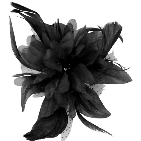 Aurora Collection Flower Comb Fascinator in Black, size: One Size