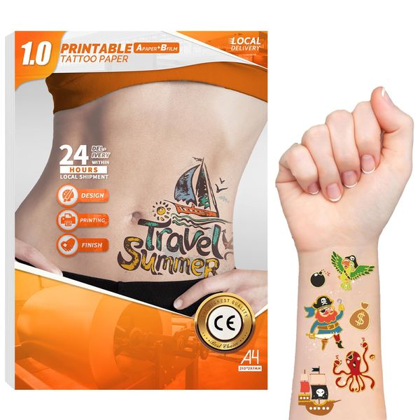 Transfer Paper Tattoo Stencil - 5 Sheets Transfer Paper, Blueprint Mattress Paper for Tattoos, Tattoo Accessories, 4 Layers/Sheets