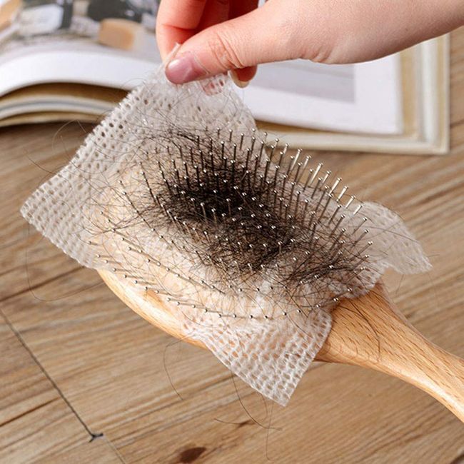 50 pcs of Professional Net-shaped Non-woven Cleaning Paper for Hair Loss Airbag Comb Cleaning Sheet,Pet Hair Cleaning Sheet,Comb Protection Net.For finger-friendly,Time/Labor-Saving to Keep clean comb