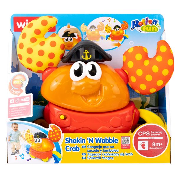 winfun: Shakin 'N Wobble Crab - Lights & Sounds Motion Toy, Button Activated Sideways Crab Walk, Flashing Lights, Sensory Toy, Baby Toddler Ages 9mo+