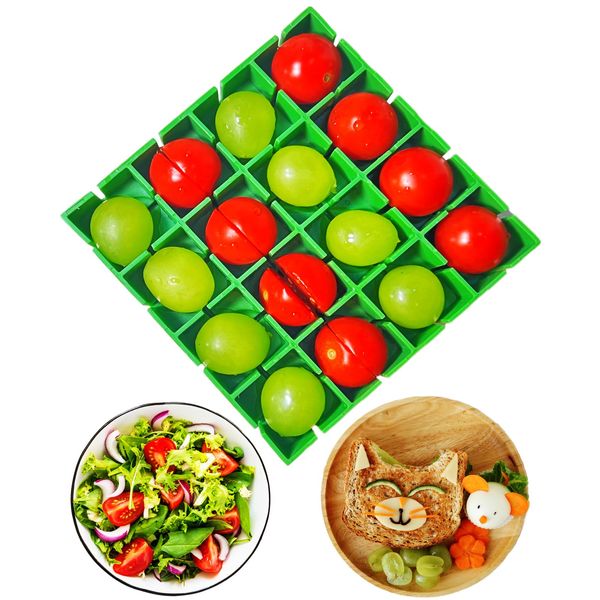 Yamteck Grapes Cherry Tomatoes Cutter Slicer Half or Quarter, Cutting 16Pcs at a Time, Food Grade Material, Dishwasher Safe, No Blades No Rust, Fruit Slicer for Salad Kids Baby Toddlers' Snacks