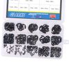 Glarks 300pcs 10 Sizes Black Alloy Steel E-Clip External Retaining Ring Washers Assortment Set