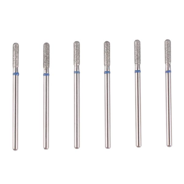 MZCMSL Cylinder Cuticle Drill Bits Set, 6pcs Round Top Russian Manicure Bits, 3/32 Shank efile Bit (Medium)