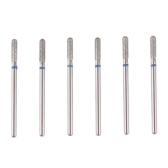 MZCMSL Cylinder Cuticle Drill Bits Set, 6pcs Round Top Russian Manicure Bits, 3/32 Shank efile Bit (Medium)