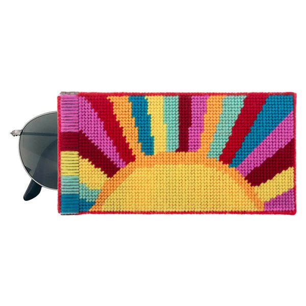Trimits Half Stitch Tapestry Kit, Printed Canvas, Threads, Needle & Instructions, Glasses Case, Sunrays