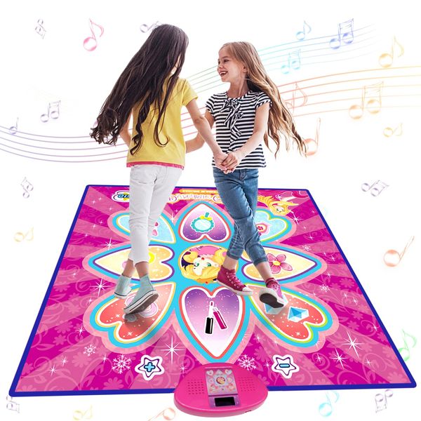 JoyRapt Dance Mat for Kids 4-8 Ages, 9 Buttons Dance Mat Girls Toys for 8-10, 7 Game Modes Birthday for Teen Girls Dancing Play Mat (Pink)